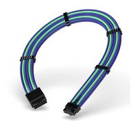 EZDIY-FAB Câble d'Extension Alimentation GPU PCIe 5.0 16 broches (12+4) 12VHPWR, Gainé, Mâle vers Femelle, Compatible avec RTX 5080, 5070, 4090, 4080, 4070,16AWG avec Peignes à Câbles -Violet et Vert