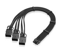 EZDIY-FAB Câble d'extension d'alimentation GPU, 16pin(12+4) 12VHPWR PCIe 5.0 Connector Male to 3X PCIE 8 PIN for RTX 4070Ti/4080/3090Ti, avec peignes de câble pré-installés-16AWG/Noir