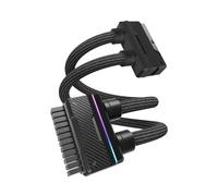EZDIY-FAB Câble d'extension pour Alimentation PC UNIFAS ARGB 24 Broches, Extension d'alimentation ATX 24 Broches 16AWG, Design à Double Tube unifié pour Une Gestion Propre des câbles PC, Noir