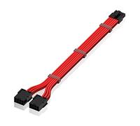 EZDIY-FAB Câble d'extension PSU 12 broches vers double 8P, câble d'extension à manchon PCIe 16AWG pour RTX 3060ti 3070 3080 3080ti 3090- Rouge [300 mm]