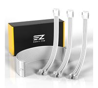EZDIY-FAB Câble d'extension PSU gainé Custom Mod Câble d'alimentation PC, tressé en nylon souple avec kit de peigne 24PIN/8PIN à 6+2PIN/ 8PIN à 4+4PIN-30CM 300MM - Edition tout blanc