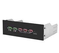 EZDIY-FAB Concentrateur USB 3.1 Gen2 10Gbps 5.25" et Port Type-C, avec QC 3.0 à Chargement Rapide