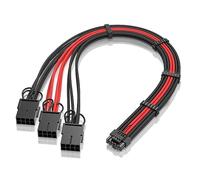 EZDIY-FAB Extension de câble d'alimentation GPU, 16 broches (12+4) 12VHPWR PCIe 5.0 mâle vers 3X PCIE 8 broches pour RTX4070ti/ 4080/ 3090Ti, avec peignes de câble préinstallés-16AWG/Noir Rouge