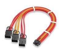 EZDIY-FAB Extension de câble GPU Power Sleeved, connecteur 16pin(12+4) PCIe 5.0 mâle à 3X PCIe 8 broches pour RTX4070Ti Super, 4080 Super, 4090, avec peignes de câble pré-installés -16AWG/ rouge jaune
