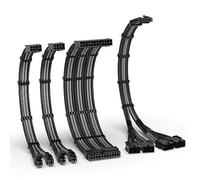 EZDIY-FAB Kit de câble gainé PCIE 5.0 12VHPWR, Extension de câble d'alimentation 16AWG, Câble d'extension 24PIN-ATX/(4+4) PIN-EPS/(12+4) PIN vers 4X 8 PIN PCIE- RTX4090/4080/4070Ti - Noir/Gris