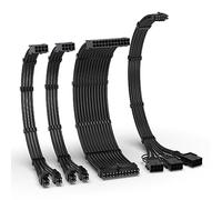 EZDIY-FAB Kit de câble gainé PCIE 5.0 12VHPWR, Extension de câble d'alimentation 16AWG, PC PSU Sleeved Cable, 24PIN-ATX/(4+4) PIN-EPS/(12+4) PIN to 3X 8 PIN PCIE- RTX4080/4070Ti Câble d'extension-Noir