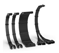 EZDIY-FAB Kit de câble gainé PCIE 5.0 12VHPWR,Extension de câble d'alimentation 16AWG,PC PSU Sleeved Cable,24PIN-ATX/(4+4) PIN-EPS/(12+4) PIN to 4X 8PIN PCIE-RTX4090/4080/4070Ti Câble d'extension-Noir