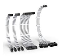 EZDIY-FAB Kit de câble gainé PCIE 5.0 12VHPWR,Extension de câble d'alimentation 16AWG,PC PSU Sleeved Cable,24PIN-ATX/(4+4)PIN-EPS/(12+4)PIN to 4X 8 PIN PCIE-RTX4090/4080/4070Ti Câble d'extension-Blanc
