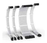 EZDIY-FAB Kit d'extension de câble d'alimentation 12VHPWR,Rallonge de câble d'alimentation PCIE 5.0 16AWG- 1x 24 Pin ATX /2X 8Pin (4+4) EPS / 1x12+4 Pin GPU,Câble à douille 300MM avec peignes-Blanc
