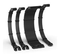 EZDIY-FAB Kit d'extension de câble d'alimentation 12VHPWR,Rallonge de câble d'alimentation PCIE 5.0 16AWG- 1x 24 Pin ATX /2X 8Pin (4+4) EPS / 1x12+4 Pin GPU,Câble à douille 300MM avec peignes-Noir