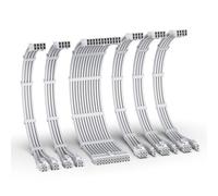 EZDIY-FAB Kit d'extension de câble d'alimentation 16 AWG, 1 x 24 broches/2 x 4 + 4 EPS/3 x 6+2 PCI-E, câble personnalisé de 300 mm avec peignes, tout blanc