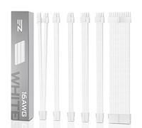 EZDIY-FAB Kit d'extension de câble d'alimentation Câble à gaine Extension de gaine d'alimentation personnalisée 16 AWG 24 broches 8 broches 6 broches 4 + 4 broches avec peignes blancs-câble blanc