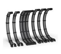 EZDIY-FAB Kit d'extension de câble PSU, câble d'extension d'alimentation 16AWG, 1x24Pin/2x4+4 EPS/3x6+2 PCI-E,Câble de gaine PC personnalisé 300MM avec peignes-Noir Gris