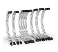 EZDIY-FAB Kit d'extension de câble PSU, câble d'extension d'alimentation 16AWG, 1x24Pin/2x4+4 EPS/3x6+2 PCI-E,Câble de gaine PC personnalisé 300MM avec peignes-Blanc