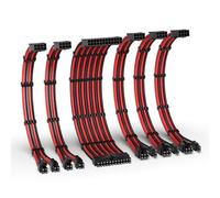EZDIY-FAB Kit d'extension de câble PSU, câble d'extension d'alimentation 16AWG, 1x24Pin/2x4+4 EPS/3x6+2 PCI-E,Câble de Gaine PC personnalisé 300MM avec Peignes-Noir Rouge
