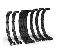 EZDIY-FAB Kit d'extension de câble PSU, câble d'extension d'alimentation 16AWG, 1x24Pin/2x4+4 EPS/3x6+2 PCI-E,Câble de gaine PC personnalisé 300MM avec peignes-Noir