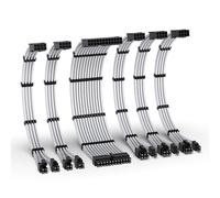 EZDIY-FAB Kit d'extension de câble PSU, câble d'extension d'alimentation 16AWG, 1x24Pin/2x4+4 EPS/3x6+2 PCI-E,Câble de gaine PC personnalisé 300MM avec peignes-Blanc