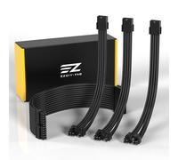 EZDIY-FAB Kit extension câbles PSU, gainé 18AWG, ATX/EPS/PCIe, 30cm, Noir | Câbles gainés PET, peignes inclus, 4 câbles d'extension, routage flexible, gestion propre - pour PC custom