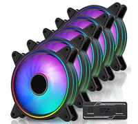 EZDIY-FAB Moonlight Lot de 5 ventilateurs de boîtier RGB PWM 120 mm avec nouveau hub de ventilateur PWM, synchronisation de carte mère 5 V, ventilateur d'ordinateur ARGB pour boîtier PC, plusieurs