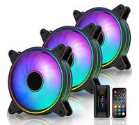 EZDIY-FAB Moonlight Ventilateur de Boîtier RGB 120mm avec Hub Ventilateur et Télécommande,Carte Mère Aura Sync,Contrôle de Vitesse,Ventilateur Adressable pour Boîtier PC-3 Pack