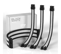 EZDIY-FAB PSU Extension Cable, puissance GPU PC Mod personnalisé manches d'alimentation souple en nylon tressé avec peigne Kit 24PIN / 8PIN à 6 + 2Pin / 8PIN à 4 + 4PIN-30CM 300MM Noir blanc