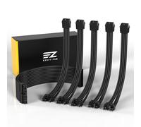 EZDIY-FAB Rallonge de câble d'alimentation GPU PC en nylon souple tressé avec kit de peigne 24 broches/3 x 8 broches à 6 + 2 broches/2 x 8 broches à 4 + 4 broches - 300 mm - Noir