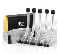 EZDIY-FAB Rallonge de câble gainée personnalisée Mod GPU PC Alimentation en nylon souple tressé avec kit de peigne 24PIN / 3x 8PIN à 6 + 2Pin / 2X 8PIN à 4 + 4PIN-300MM / 11.8in - Blanc