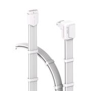 EZDIY-FAB Shield 90 Degree 12V-2x6 GPU Cable Extension,Adaptateur d'angle GPU PCIe 5.1 12+4 Pin,Extension de câble 12VHPWR PSU pour RTX4070Ti Super, 4080 Super,4090 avec Combs-Reverse Type-Blanc