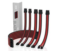 EZDIY-FAB Sleeved Cable - Rallonge de câble pour l'alimentation avec Manchon Extra-Large 24 Broches 8 Broches 6 pin 4+4 Broches avec Combs-Black and Red