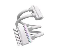 EZDIY-FAB UNIFAS ARGB Câble Extension alim 24 Broches, Double Tube, Blanc | 16AWG cuivre étamé, synchro ARGB 5V 3 broches, design AIO assorti, extension ATX 24 broches, câblage propre, esthét. premium