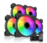 EZDIY-FAB Ventilateur de Boîtier D'ordinateur 120mm,Ventilateur Aura Sync de Carte Mère,Vitesse Réglable,Ventilateur RGB Adressable pour Moyeu de Ventilateur et Remote-5 Pack