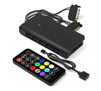 EZDIY-FAB Ventilateur RGB 10 Ports Hub-I pour les Fans de boîtier PC,Support ventilateurs RGB EZDIY-FAB 6-pin, avec 2X Ports 5V 3pin pour dispositif ARGB,avec câble d’alimentation SATA et télécommande