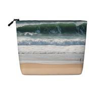 EZDLOWVBA Beautiful Waves Print Beautiful Waves Print Fake Hemp Makeup Bag - Travel and Daily Storage Essential - Trousse cosmétique réutilisable, pochette à fermeture éclair, outil de maquillage,