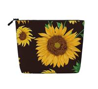 EZDLOWVBA Belle trousse de maquillage en chanvre avec imprimé tournesol - Trousse de maquillage réutilisable - Trousse de maquillage réutilisable - Trousse à fermeture éclair - Outil de maquillage,