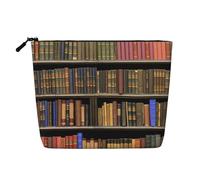 EZDLOWVBA Bibliothèque Bibliothèque Imprimée Bibliothèque Bibliothèque Faux Chanvre Trousse de Maquillage - Voyage et Rangement Quotidien Essentiel - Trousse Cosmétique Réutilisable, Poche à Fermeture