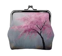 EZDLOWVBA Blossom Rain in Spring Print Double Fermoir Cadre en Métal Cuir Pochette à monnaie Portefeuille pour femme avec clés, petit sac à main