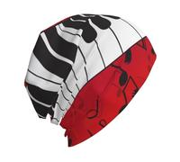 EZDLOWVBA Bonnet en tricot imprimé note de musique piano pour adulte, doux et respirant pour un usage quotidien, double couche de chaleur, unisexe pour l'extérieur noir