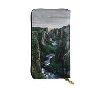 EZDLOWVBA Canyon Portefeuille pour femme Imprimé mousse de falaise Grande capacité Portefeuille pour homme et femme Porte-cartes de crédit Sac à main PU, Noir , Taille unique