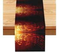 EZDLOWVBA Chemin de table imprimé note de musique flamme rouge 33 x 183 cm nappe de cuisine salle à manger décoration pour la maison, fête, restaurant