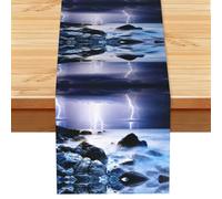 EZDLOWVBA Chemin de table imprimé tempête d'été début 33 x 183 cm nappe de cuisine salle à manger décoration pour la maison, fête, restaurant