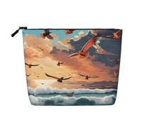 EZDLOWVBA Cocotier Palm Tree Sandy Beach Print Coconut Palm Tree Sandy Beach Print Faux Chanvre Trousse de Maquillage - Voyage et Rangement Quotidien Essentiel - Trousse de Maquillage Réutilisable,