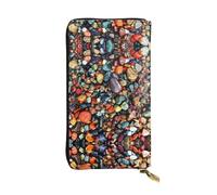 EZDLOWVBA Color Stones Portefeuille pour femme Imprimé hippie Grande capacité Portefeuille pour homme et femme Porte-cartes de crédit Sac à main PU, Noir , Taille unique