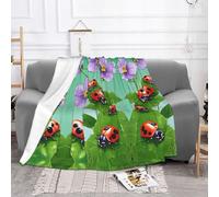 EZDLOWVBA Couverture polaire à imprimé coccinelle pour canapé, lit - Couverture douillette et légère pour toutes les saisons