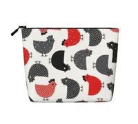 EZDLOWVBA Creative Cartoon Chicken Print Creative Cartoon Chicken Print Fake Chanvre Makeup Bag - Travel and Daily Storage Essential - Réutilisable Cosmetic Bag Zipper Pouch Make Up Tool, Noir ,