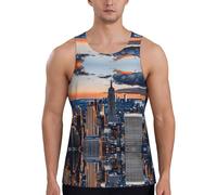 EZDLOWVBA Débardeur d'été amusant à imprimé de New York City pour hommes, débardeur d'été cool pour la gym, l'entraînement, chemises athlétiques sans manches, Noir , XL