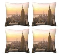 EZDLOWVBA Empire State Building Lot de 4 housses de coussin douces décoratives carrées pour canapé, sofa, chaise de terrasse, chambre à coucher, maison