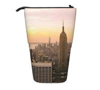 EZDLOWVBA Empire State Building Trousse de papeterie pour garçons et filles avec support et fermeture éclair, trousse télescopique, étudiants et bureau, collège