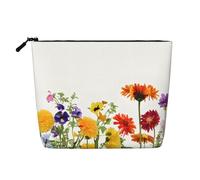 EZDLOWVBA Iris Flower Butterfly Print Iris Flower Butterfly Print Fake Hemp Makeup Bag - Travel and Daily Storage Essential - Trousse cosmétique réutilisable, pochette à fermeture éclair, outil de