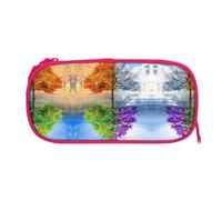 EZDLOWVBA Jolie trousse à crayons avec fermeture éclair pour étudiants, filles et filles, motif arbres deux saisons, pour filles, fils, bureau, rose, One Size, Trousse de beauté
