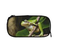 EZDLOWVBA Jolie trousse à crayons avec fermeture éclair pour étudiants, filles et filles - Motif grenouille d'arbre de la paix, Noir , One Size, Trousse de beauté